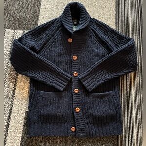 J. Crew Navy Donegal Wool Shawl Collar Cardigan
